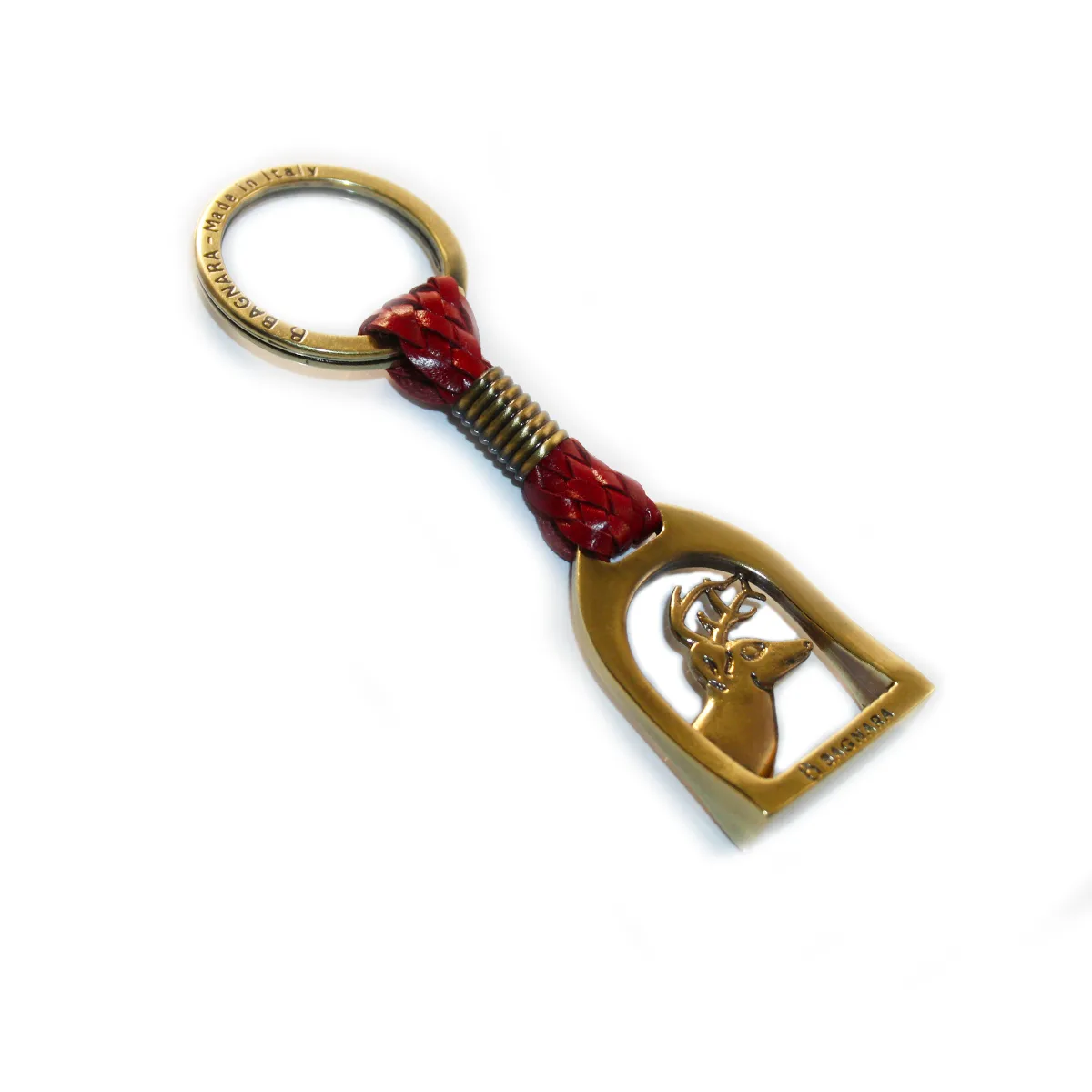 portachiavi-pelle-rosso-staffa-cervo-ottone
